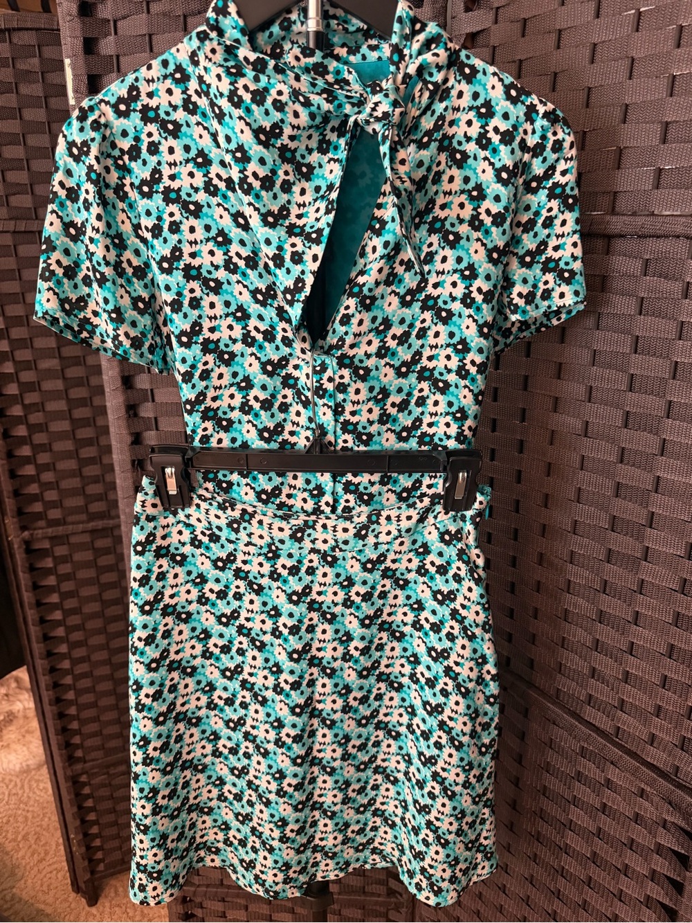 MICHAEL Michael Kors Silk Floral Tie-Neck Blouse & Skirt Set SIZE XS